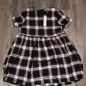 Black Orchid Black & White Plaid Dress with Pink Trim